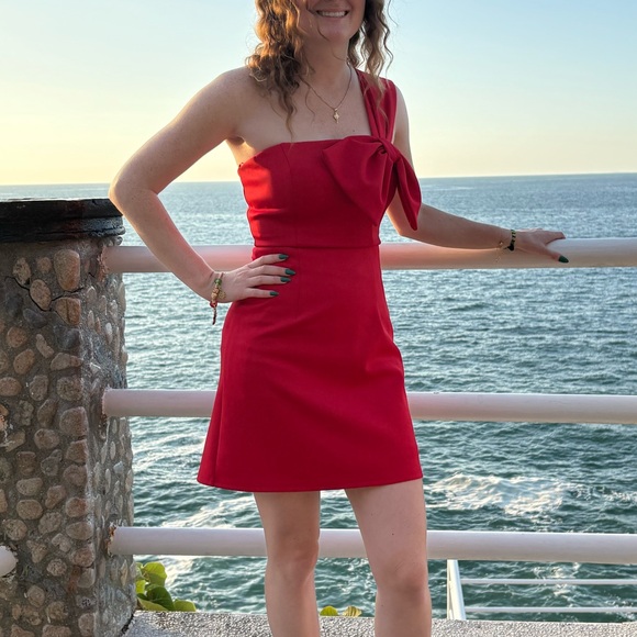 VICI red my moment mini dress size XS one shoulder with a bow - Picture 3 of 3
